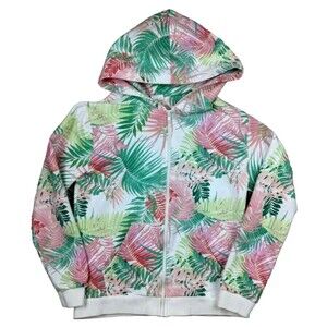 ZARA Kids Jacket  Youth Girls Size 11-12  Full Zip Hoodie  Tropical Print